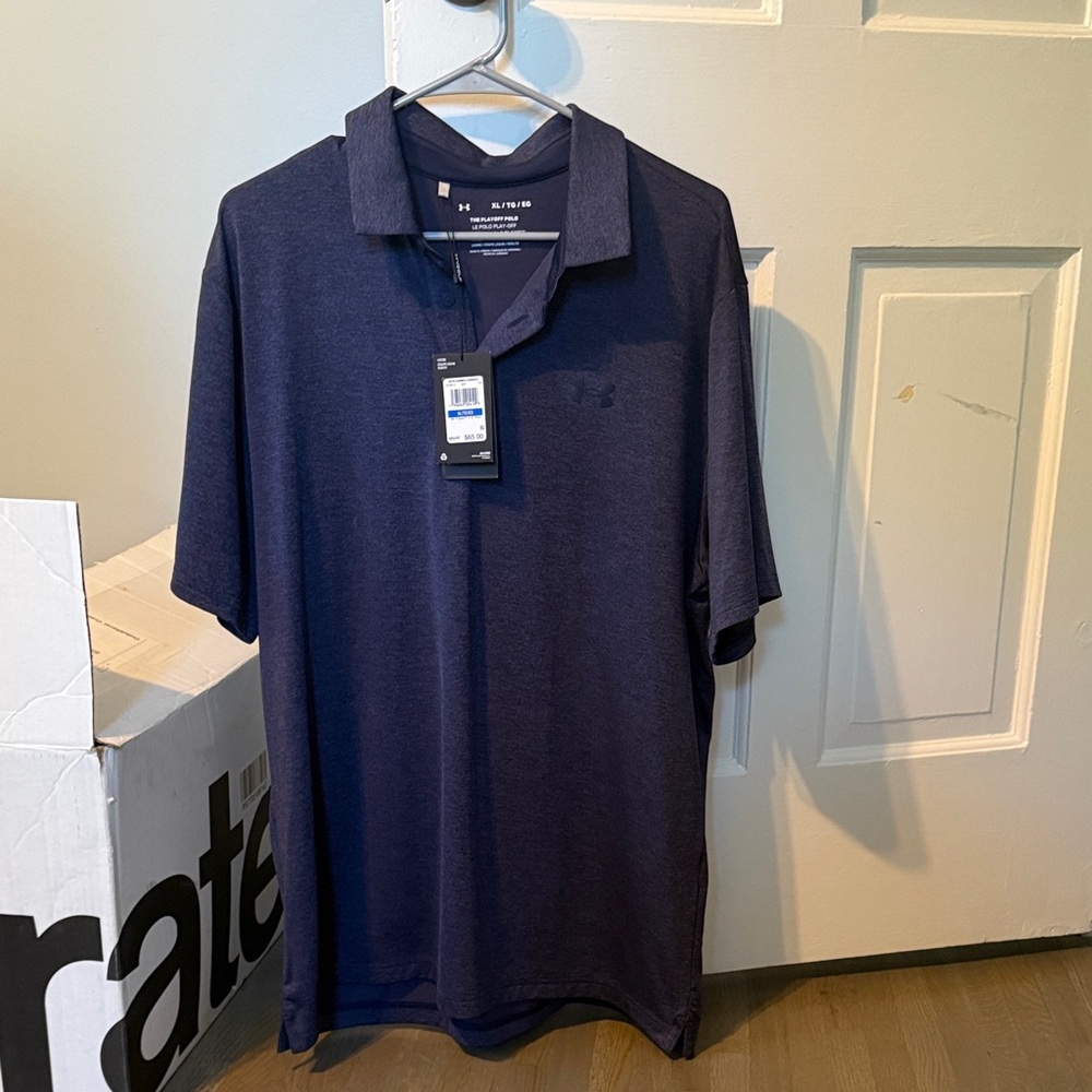NWT Under Armour Heather Navy Playoff Polo
